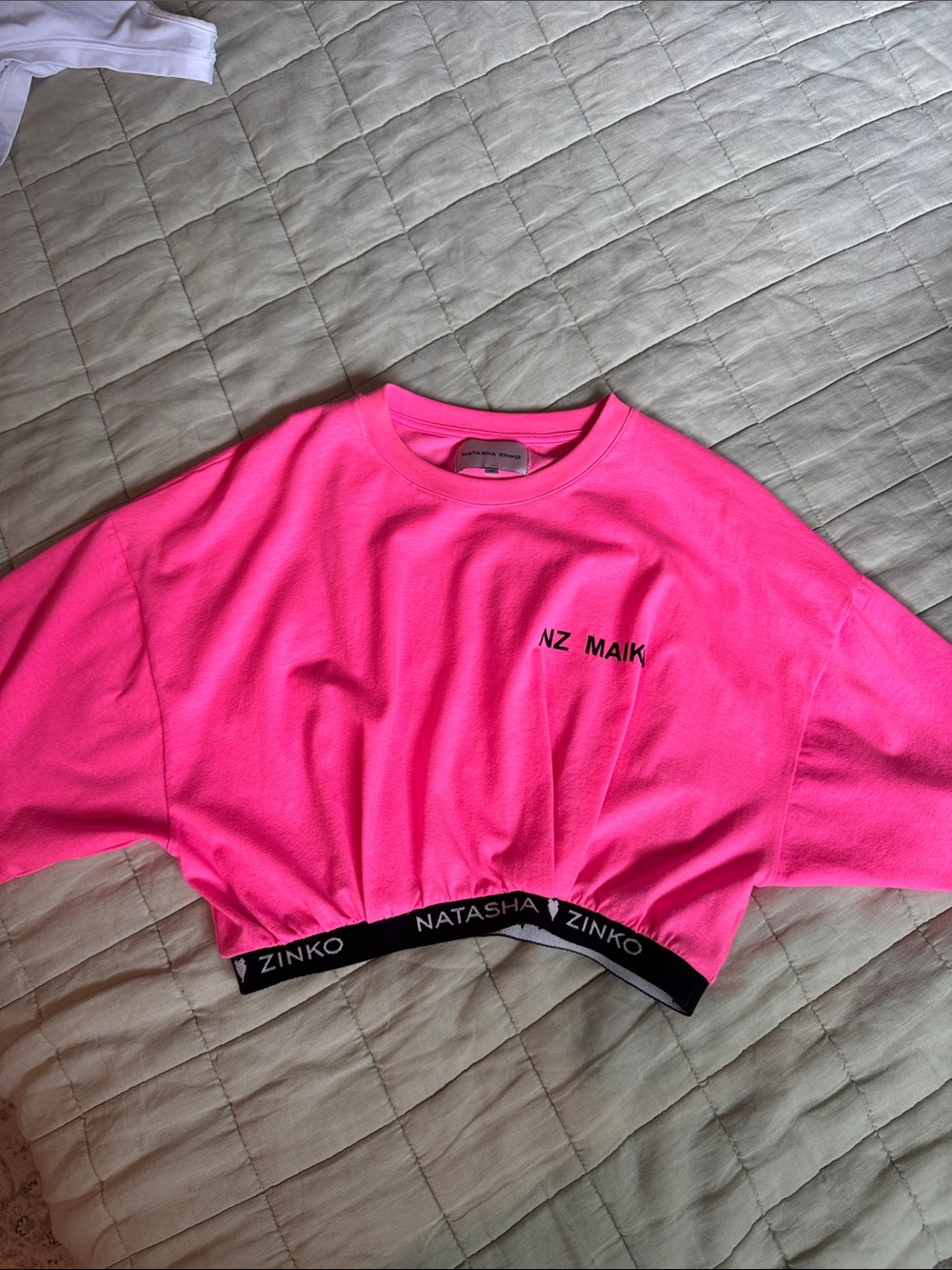 Natasha Zinko Neon Pink Cropped Tee